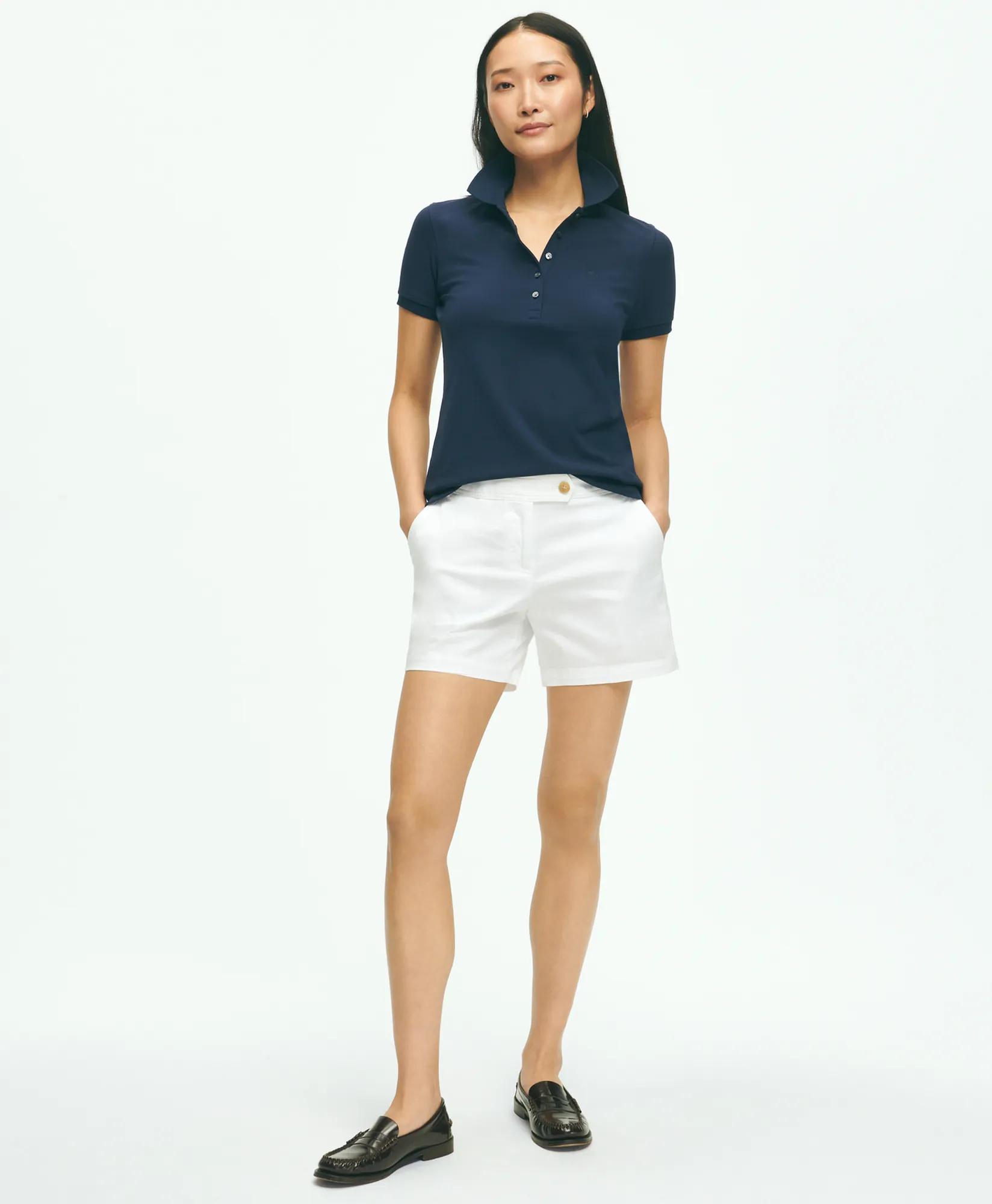 Supima Cotton Stretch Pique Polo Shirt - Navy