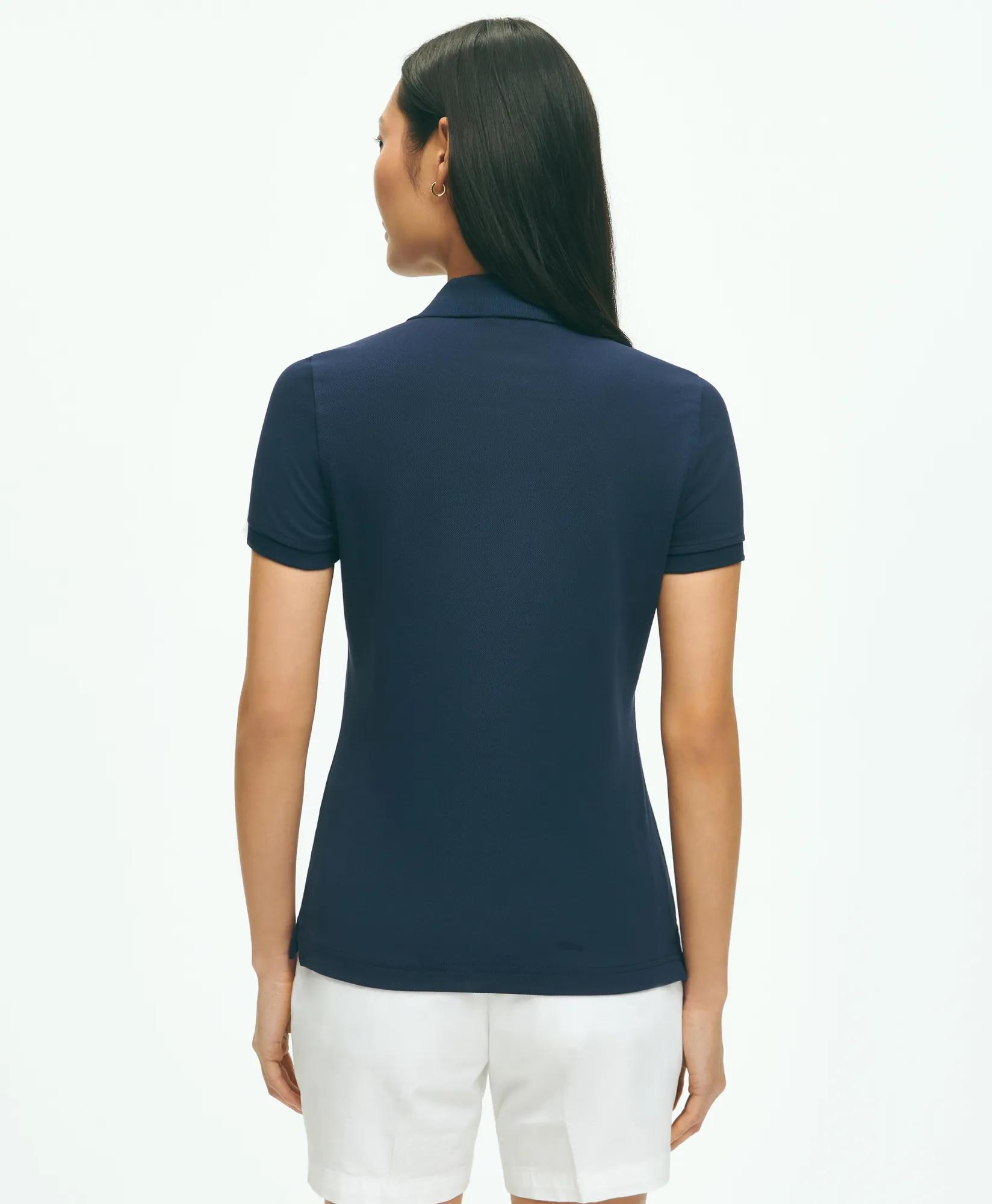 Supima Cotton Stretch Pique Polo Shirt - Navy
