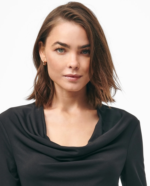 Cowl Neck Long-Sleeve Top in Ponte Knit