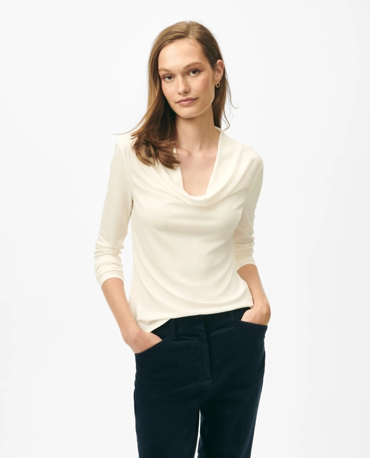 Cowl Neck Long-Sleeve Top in Ponte Knit