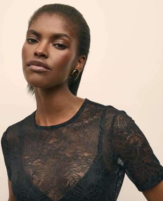Lace Unlined Short-Sleeve Shirt