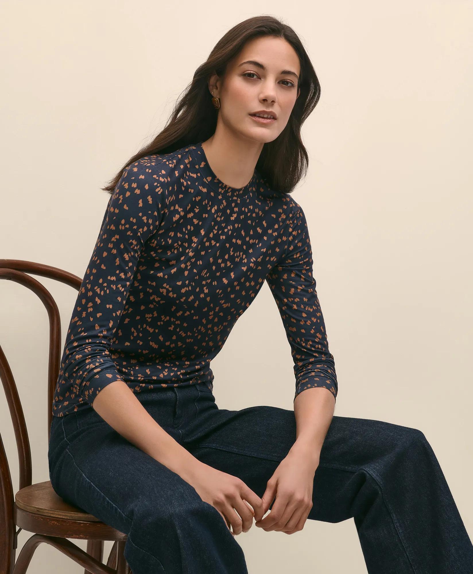 Buttery Soft Long-Sleeve Tee in Abstract Print