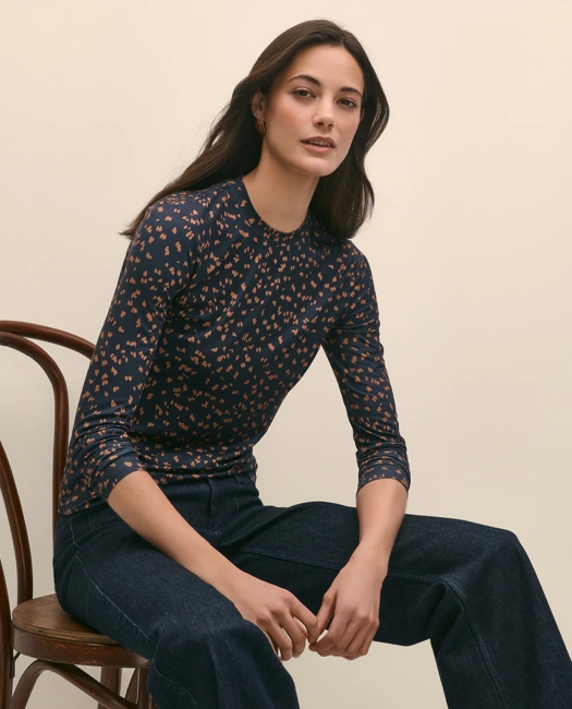 Buttery Soft Long-Sleeve Tee in Abstract Print