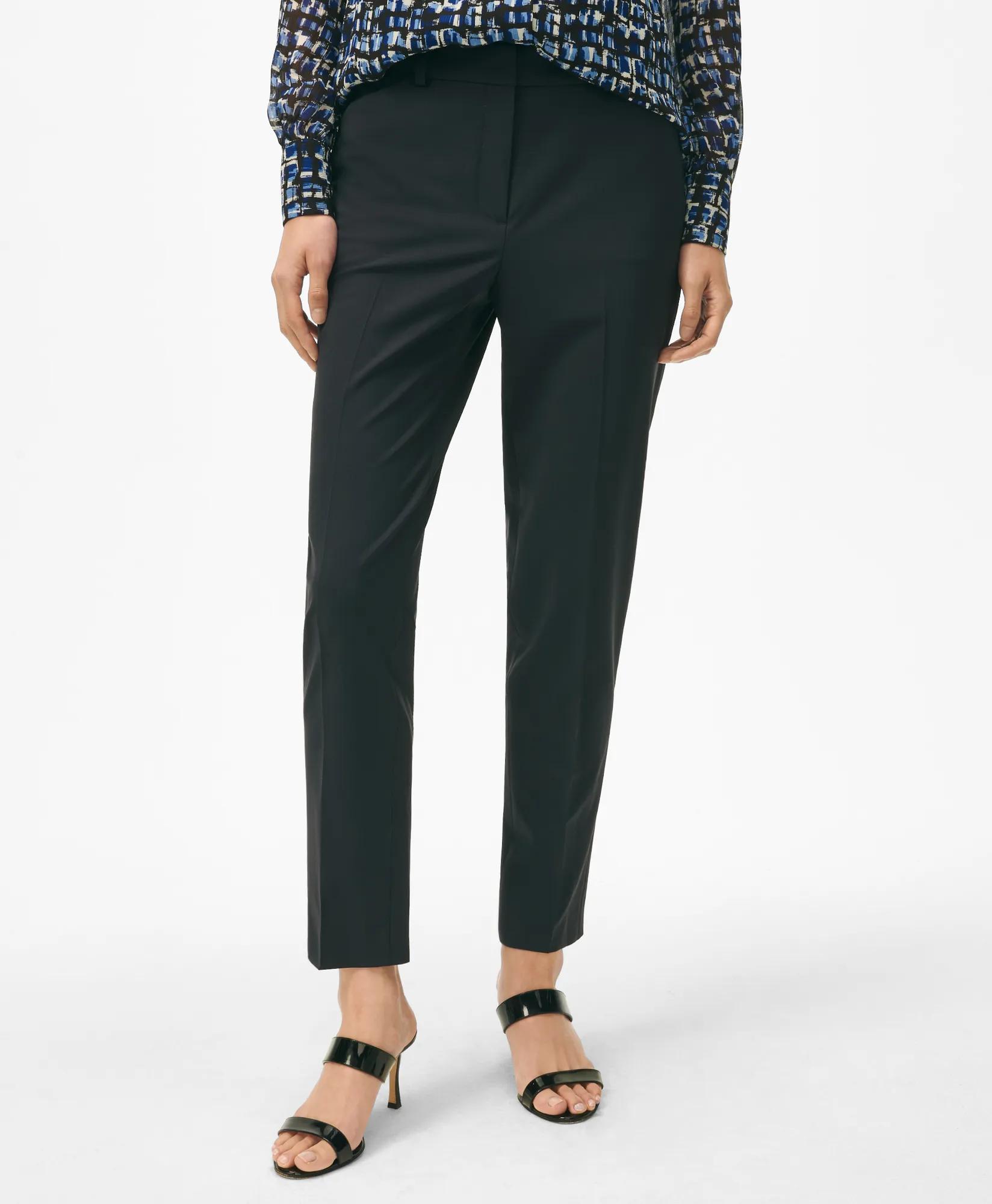 The Essential Stretch Wool Slim Crop Pants - Navy