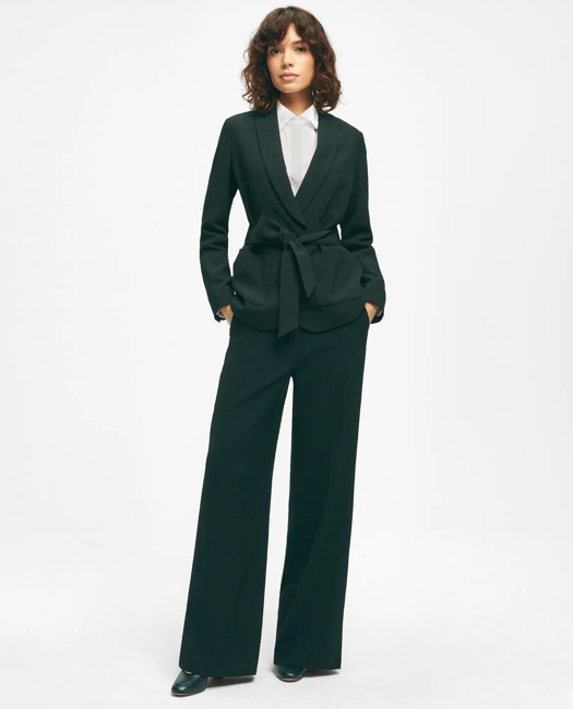Wide Leg Fine Twill Crepe Pants