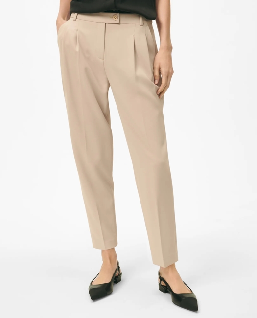 Cropped Fine Twill Crepe Pants