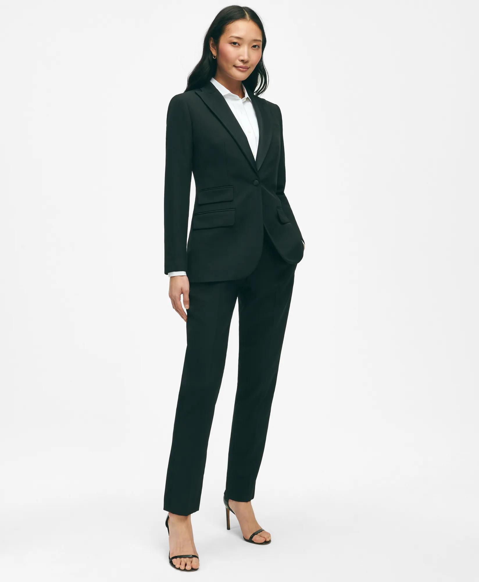 Black Fleece Tuxedo Pants in Wool