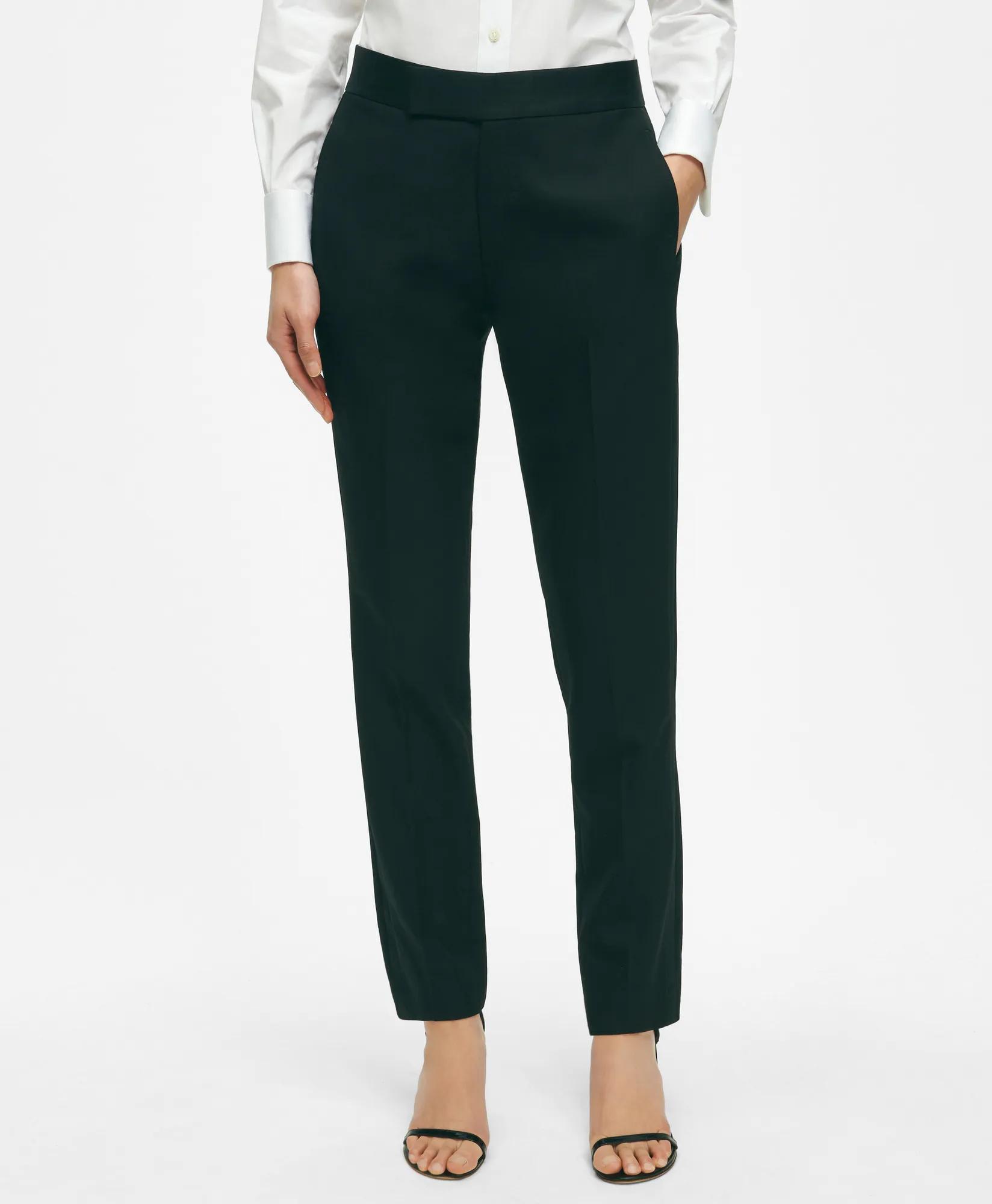 Black Fleece Tuxedo Pants in Wool