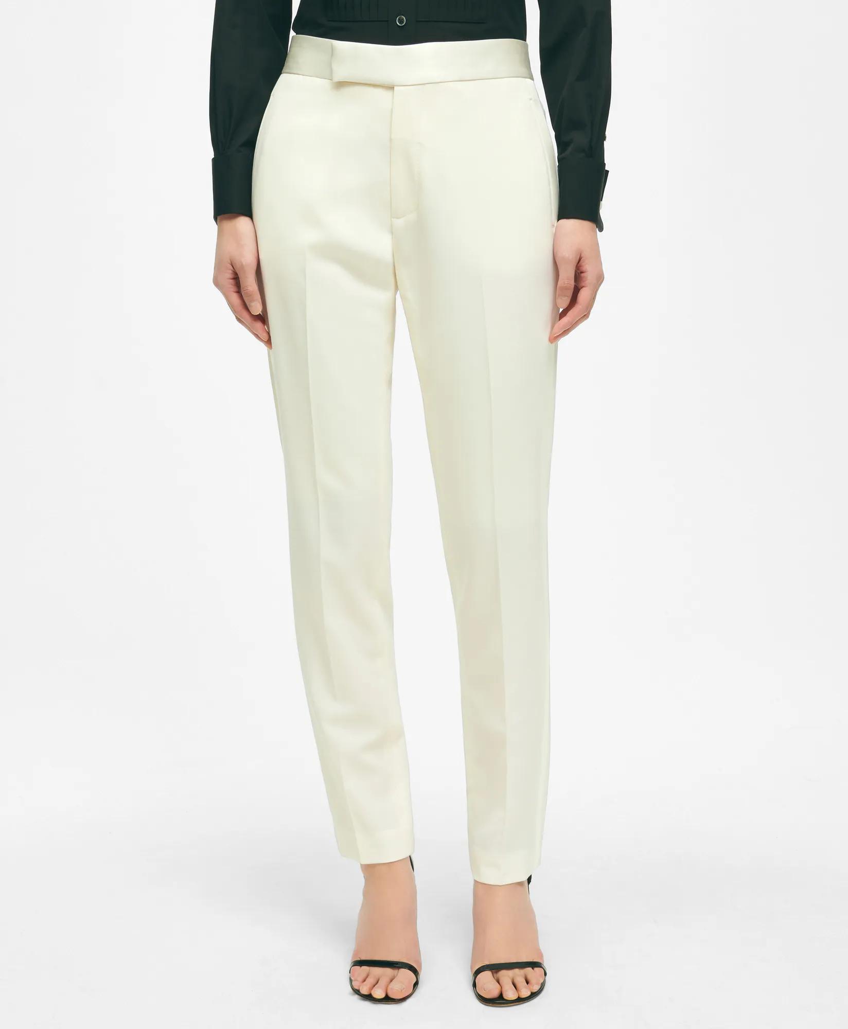 Black Fleece Tuxedo Pants in Wool