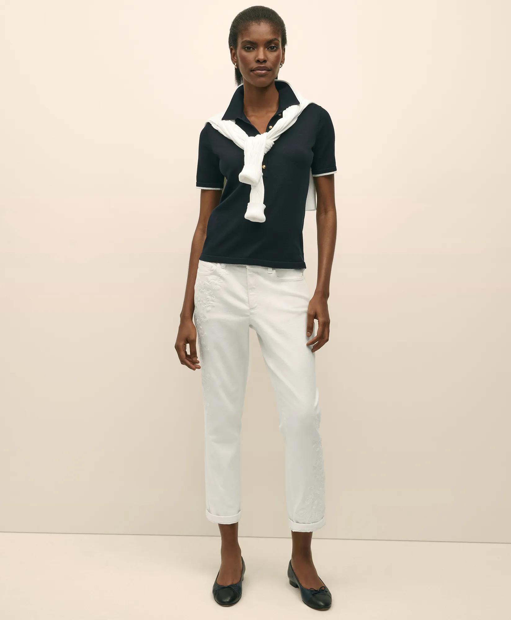 Floral Embroidered Straight Leg Jeans