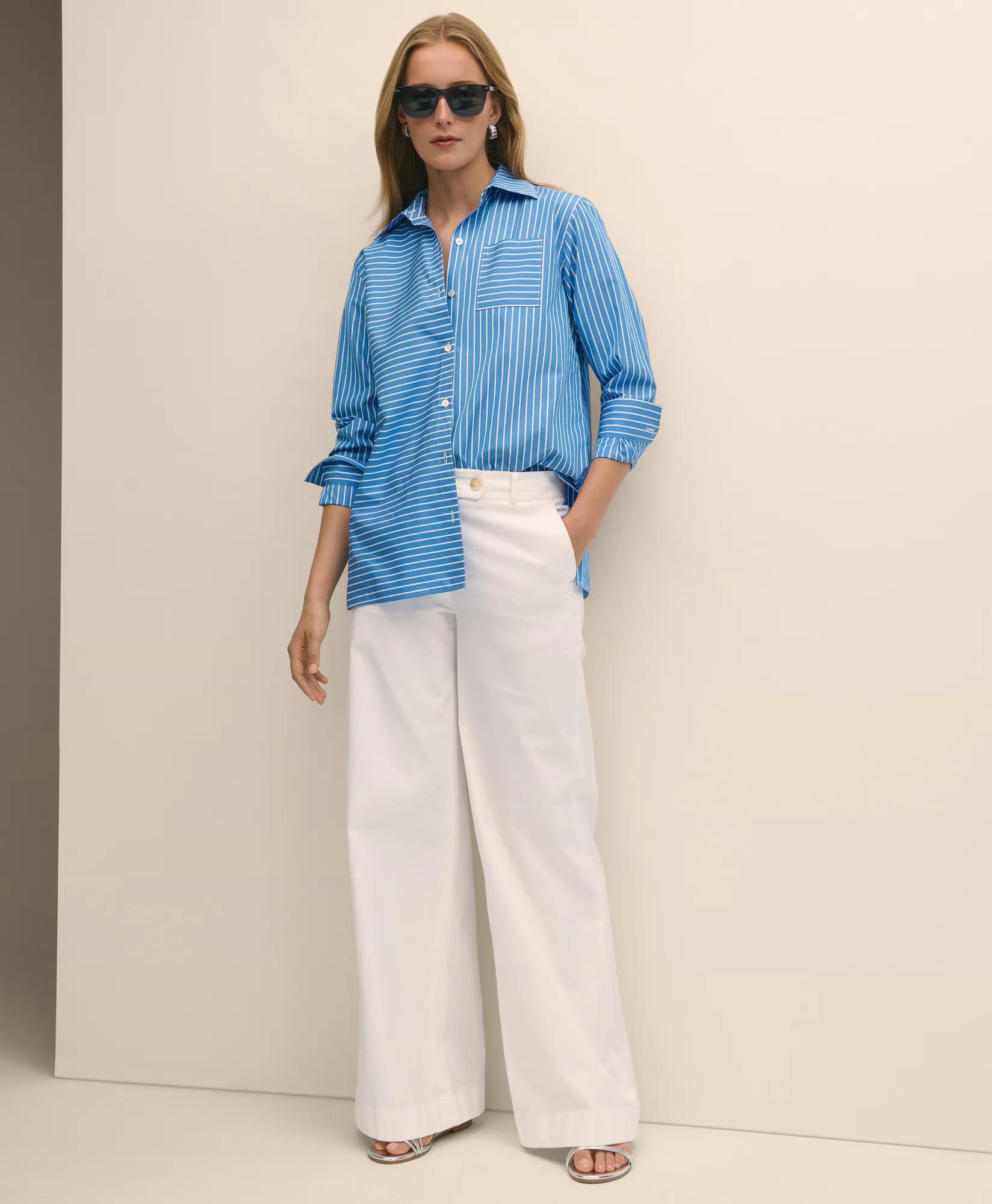 Cotton Twill Wide-Leg Pants