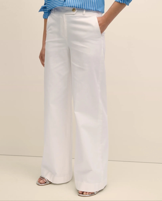 Cotton Twill Wide-Leg Pants