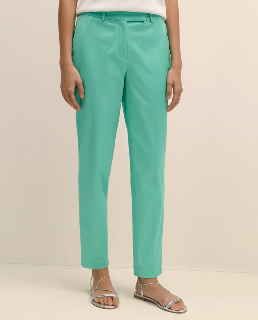 Cotton Sateen Slim Pants