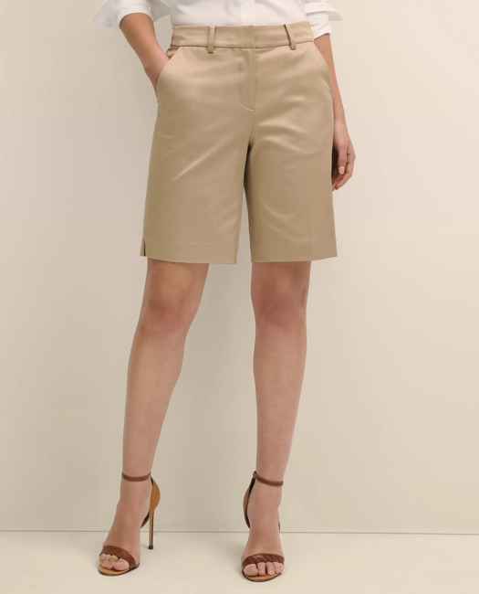 Cotton Blend Twill Bermuda Shorts