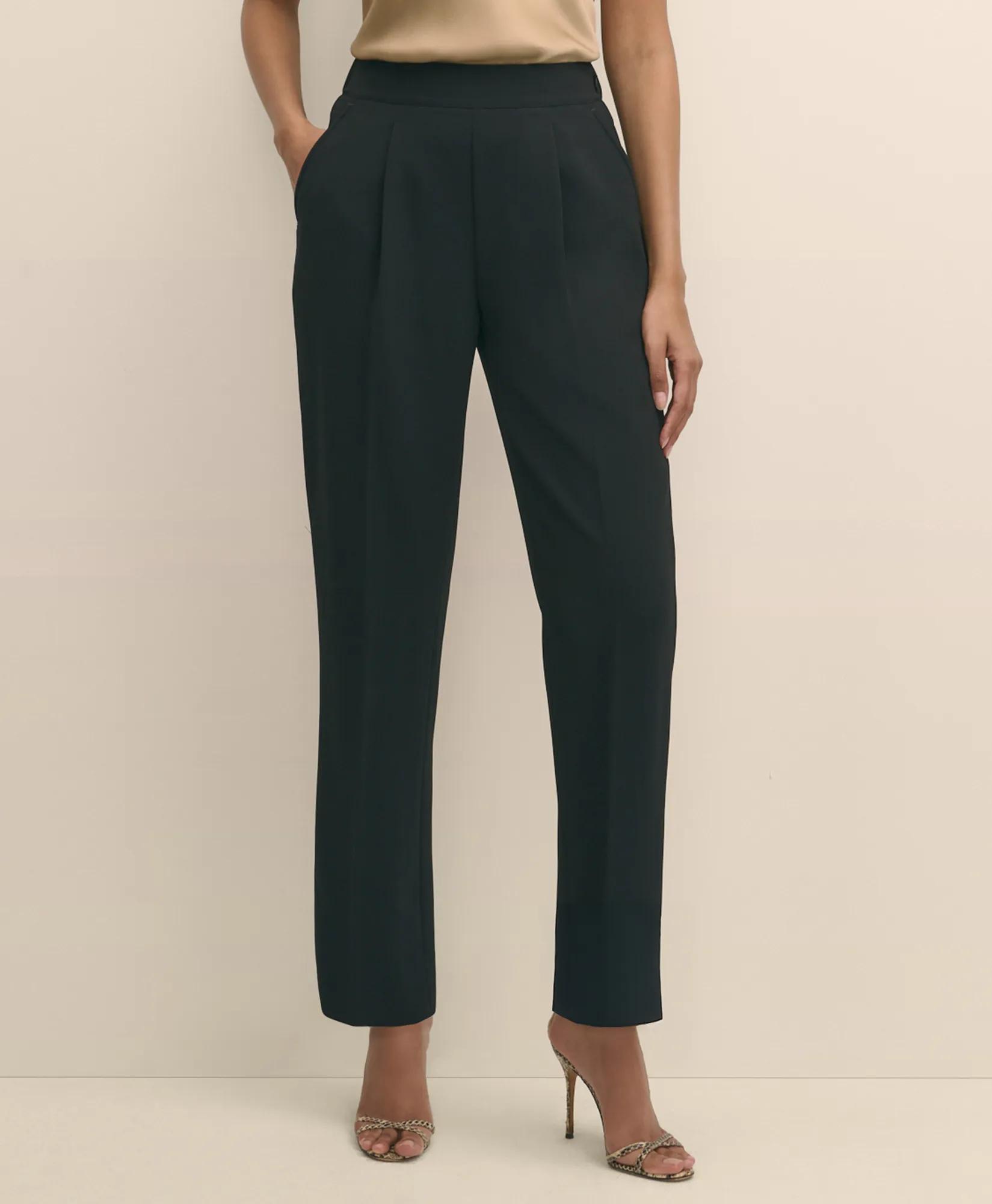 Easy Fit, Elastic Back Fine Twill Stretch Crepe Wide-Leg Pants