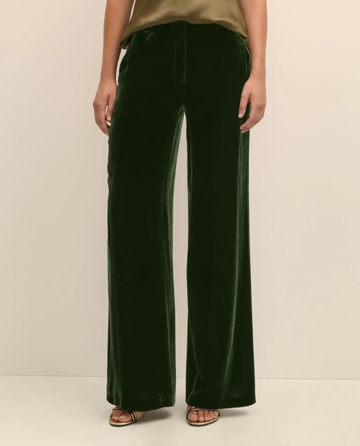 Silk Blend Drapey Velvet Wide-Leg Trouser