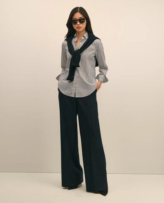 Wool Flannel High Waisted Wide-Leg Pant