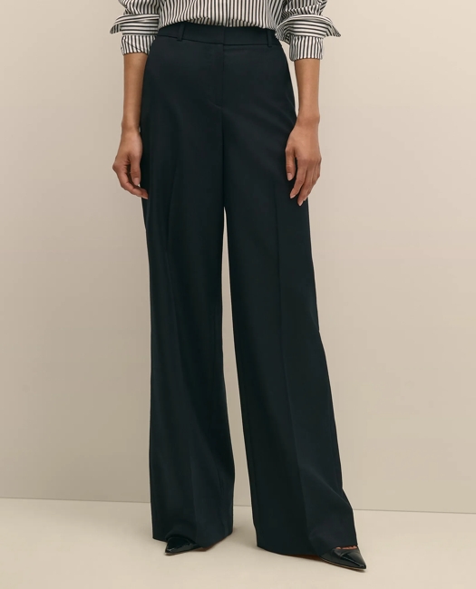Wool Flannel High Waisted Wide-Leg Pant