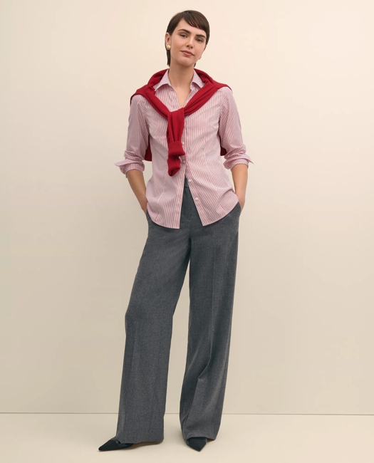Wool Flannel High Waisted Wide-Leg Pant