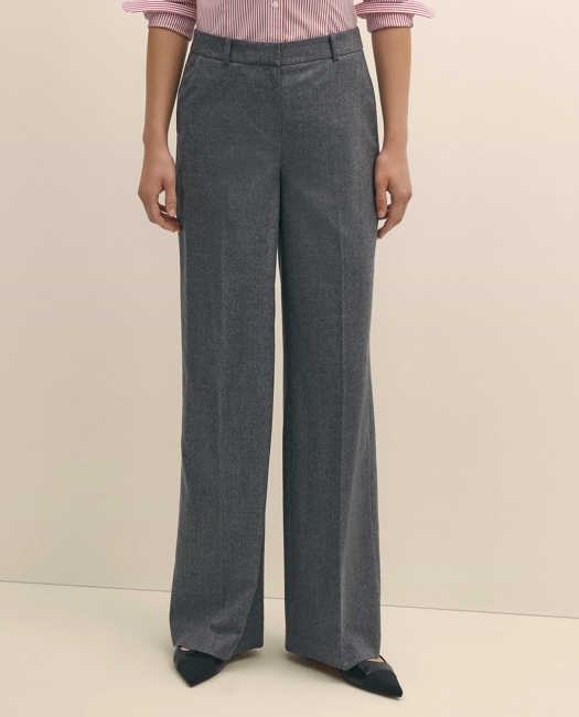 Wool Flannel High Waisted Wide-Leg Pant