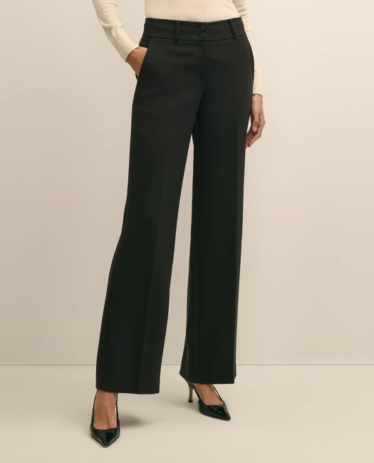 Wool Blend High-Waisted Wide-Leg Pant