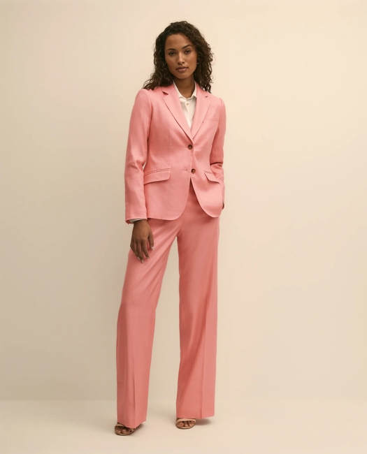 Linen-Blend Wide-Leg Pants - Rose
