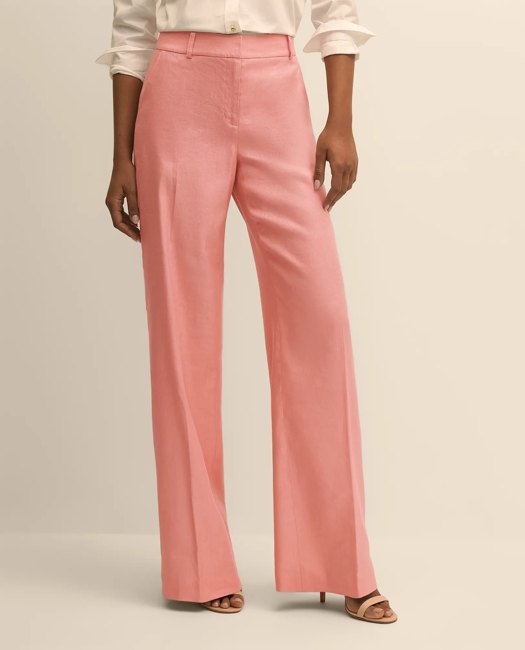 Linen-Blend Wide-Leg Pants - Rose