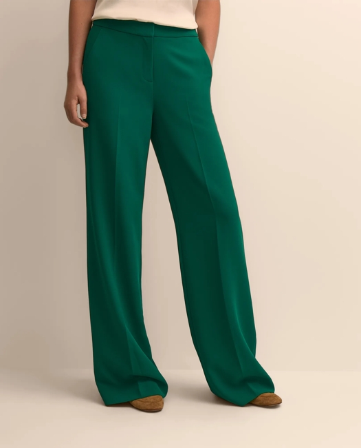 Fine Crepe Wide-Leg Pant - Alpine Green