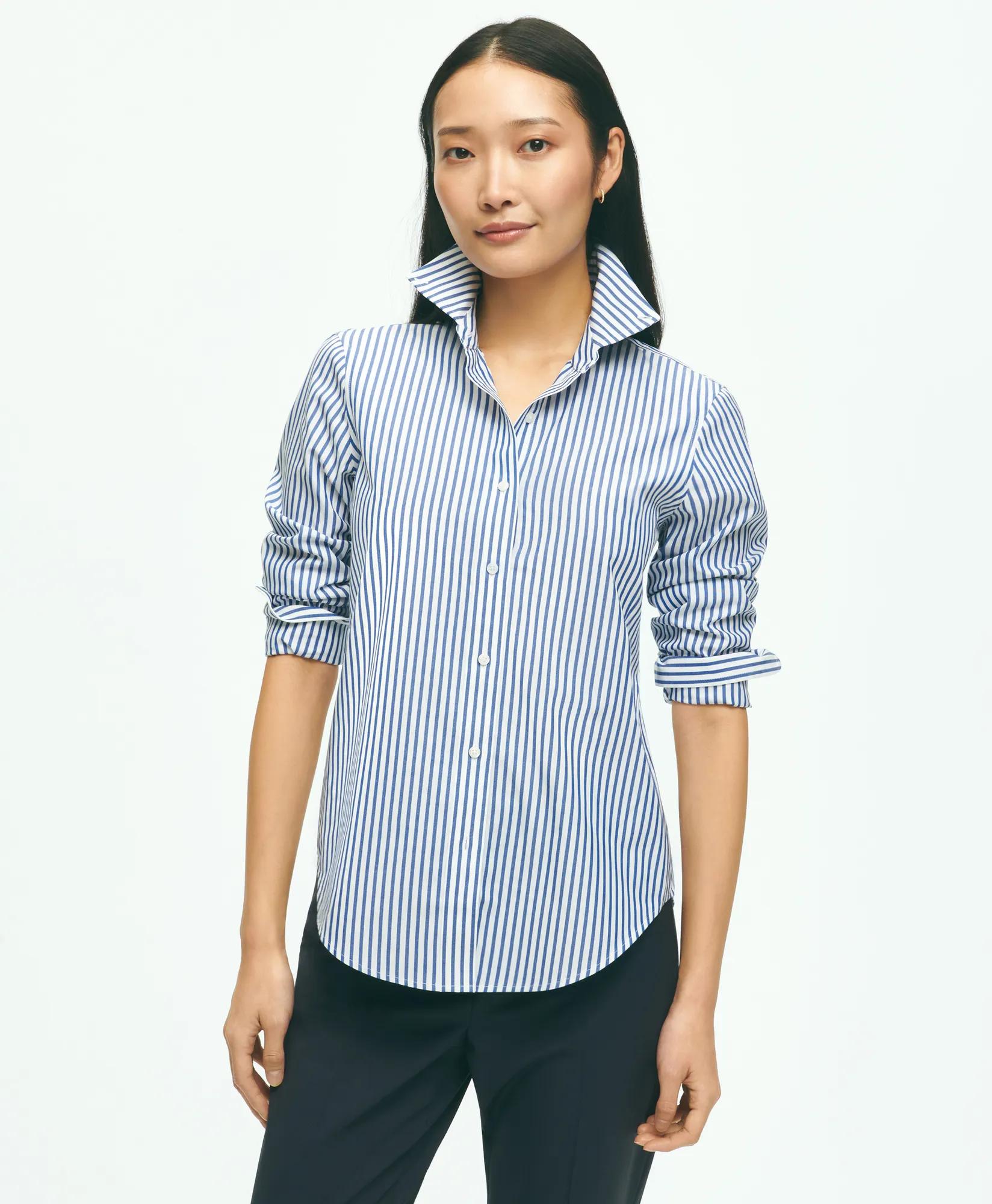 Classic Fit Stretch Supima Cotton Non-Iron Bengal Stripe Dress Shirt