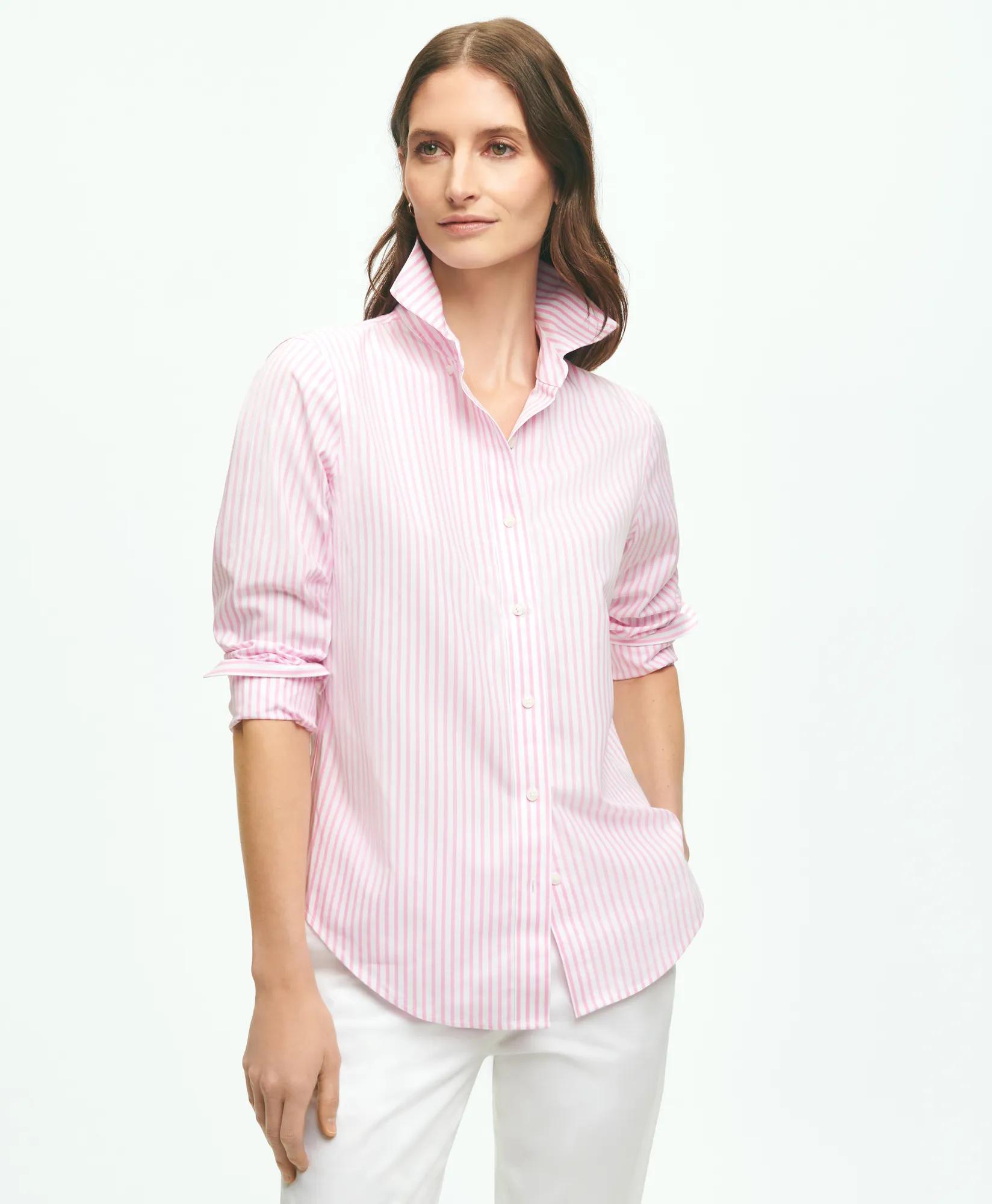 Classic Fit Stretch Supima Cotton Non-Iron Bengal Stripe Dress Shirt