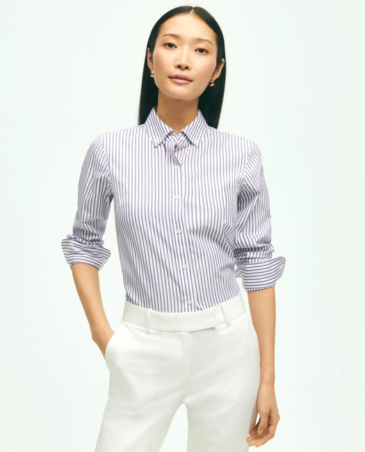 Classic Fit Stretch Supima Cotton Non-Iron Bengal Stripe Dress Shirt