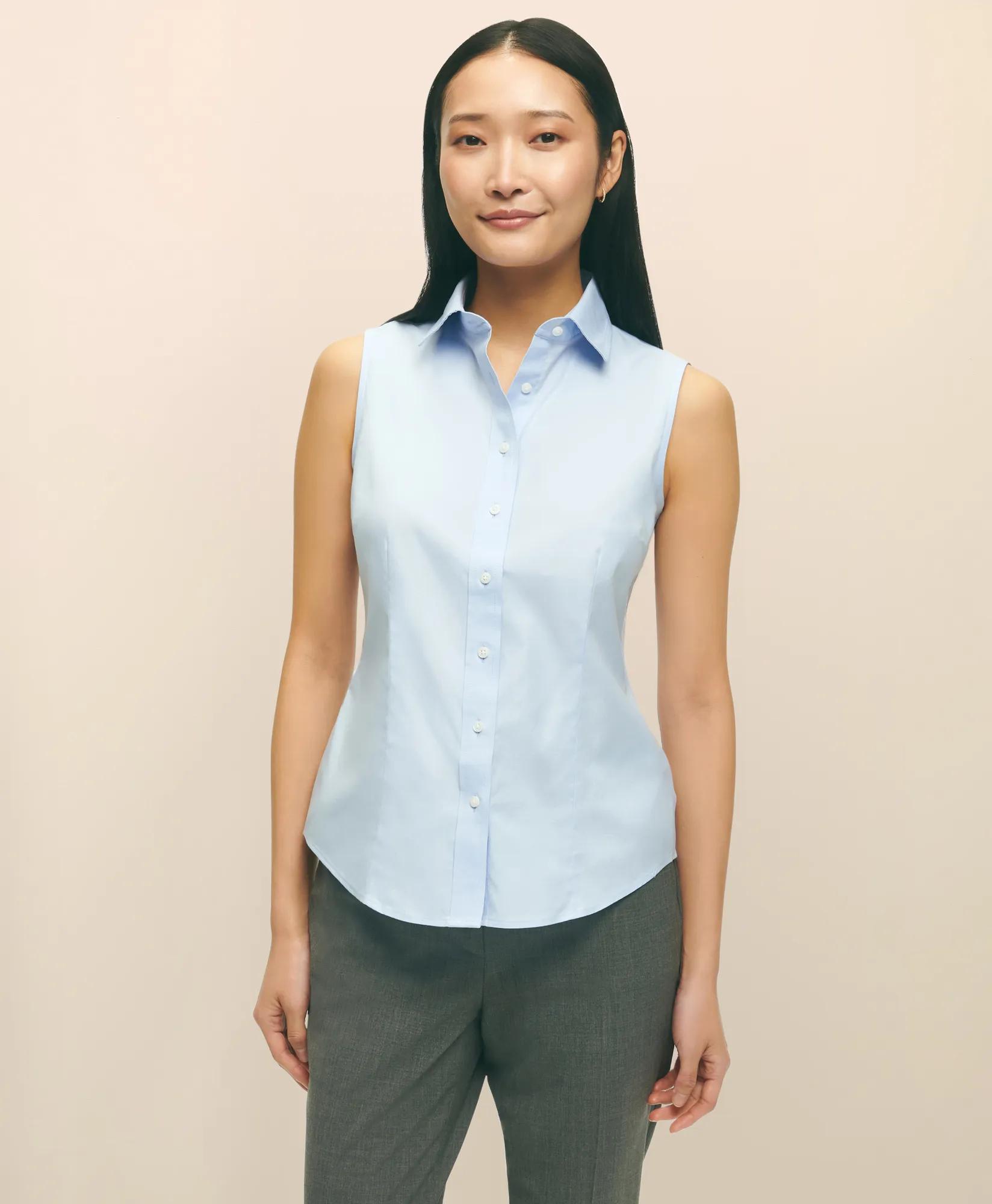 Fitted Non-Iron Stretch Supima Cotton Sleeveless Dress Shirt