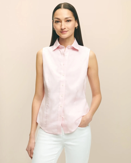 Fitted Non-Iron Stretch Supima Cotton Sleeveless Dress Shirt