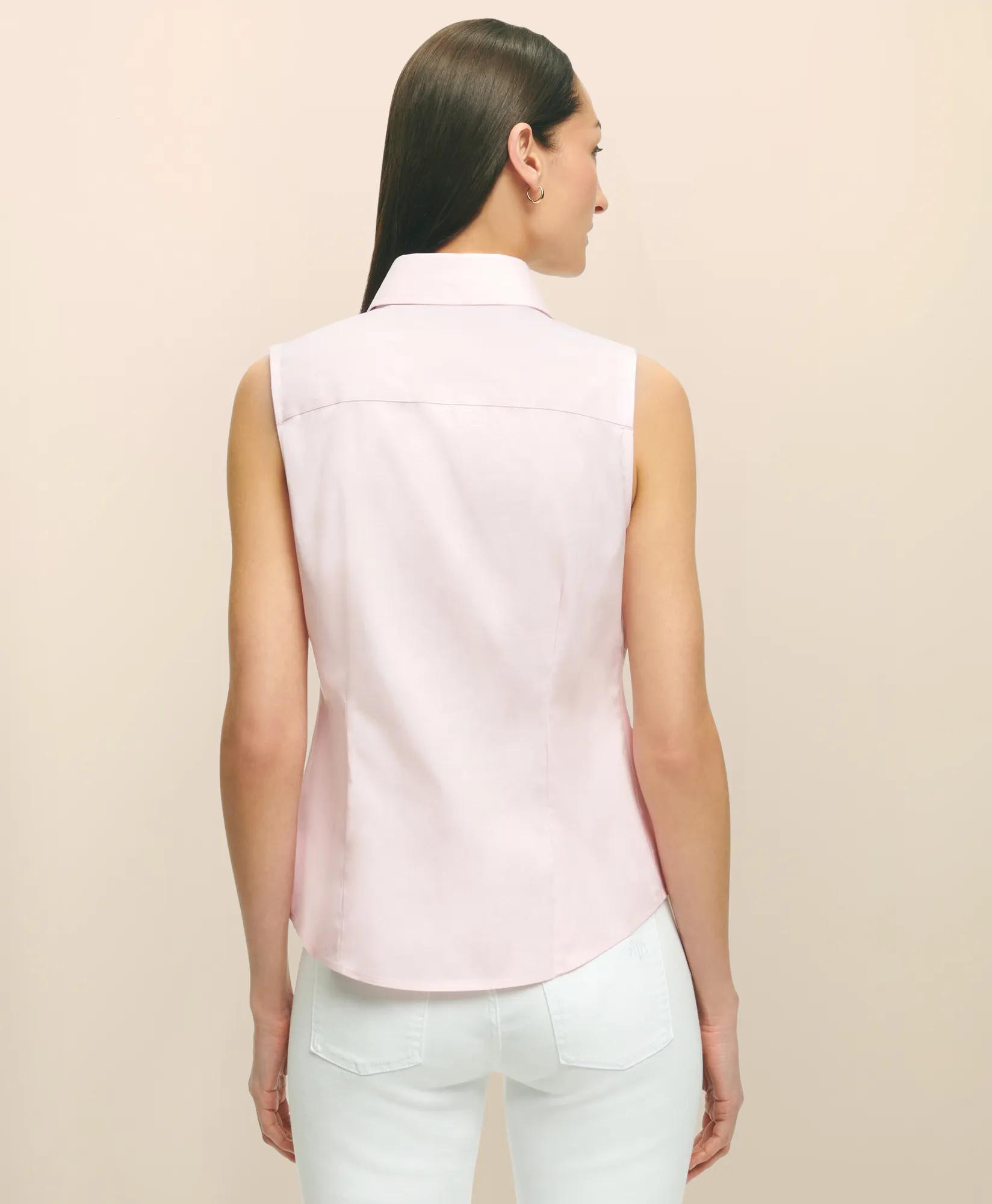 Fitted Non-Iron Stretch Supima Cotton Sleeveless Dress Shirt - Pink