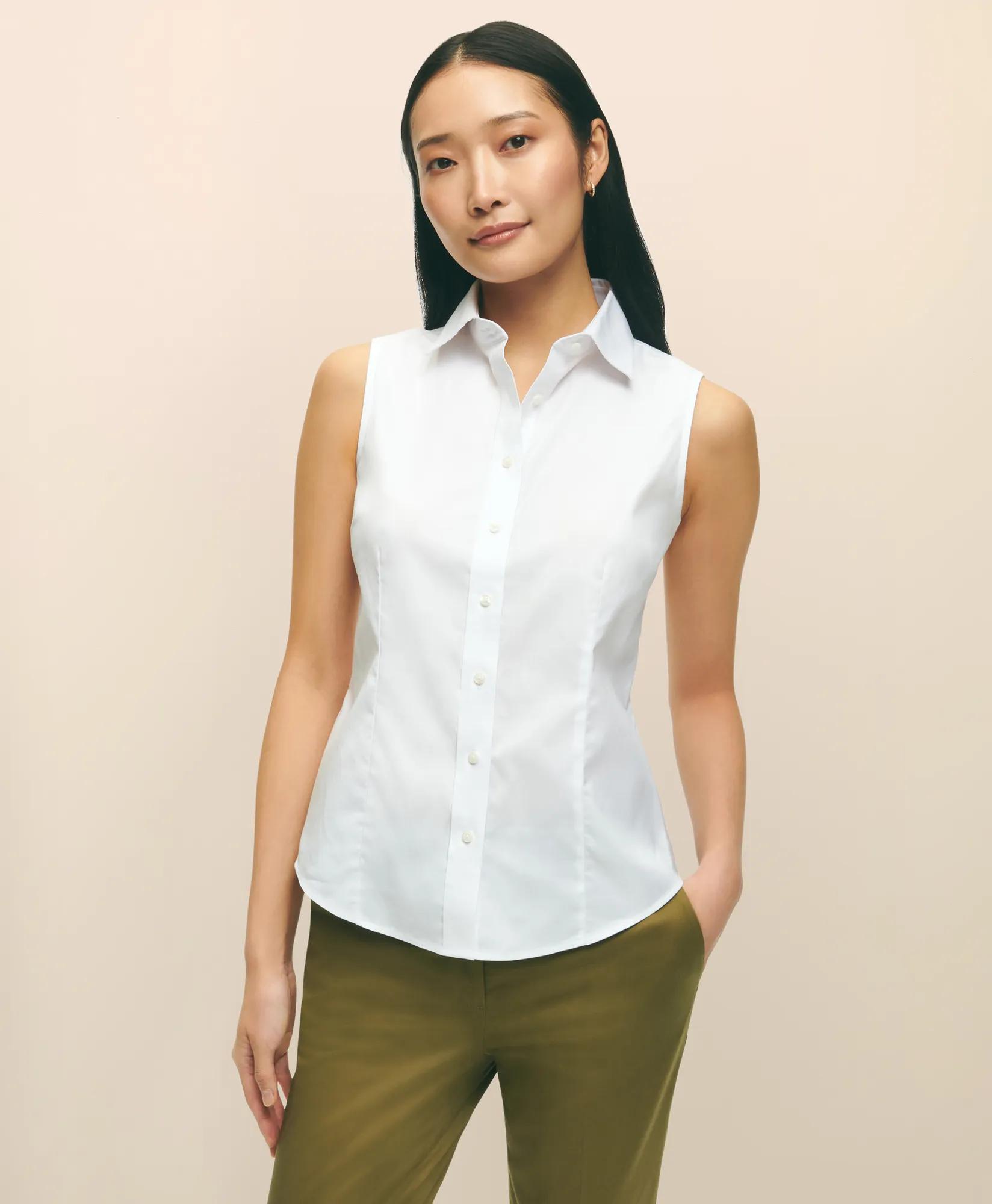 Fitted Non-Iron Stretch Supima Cotton Sleeveless Dress Shirt