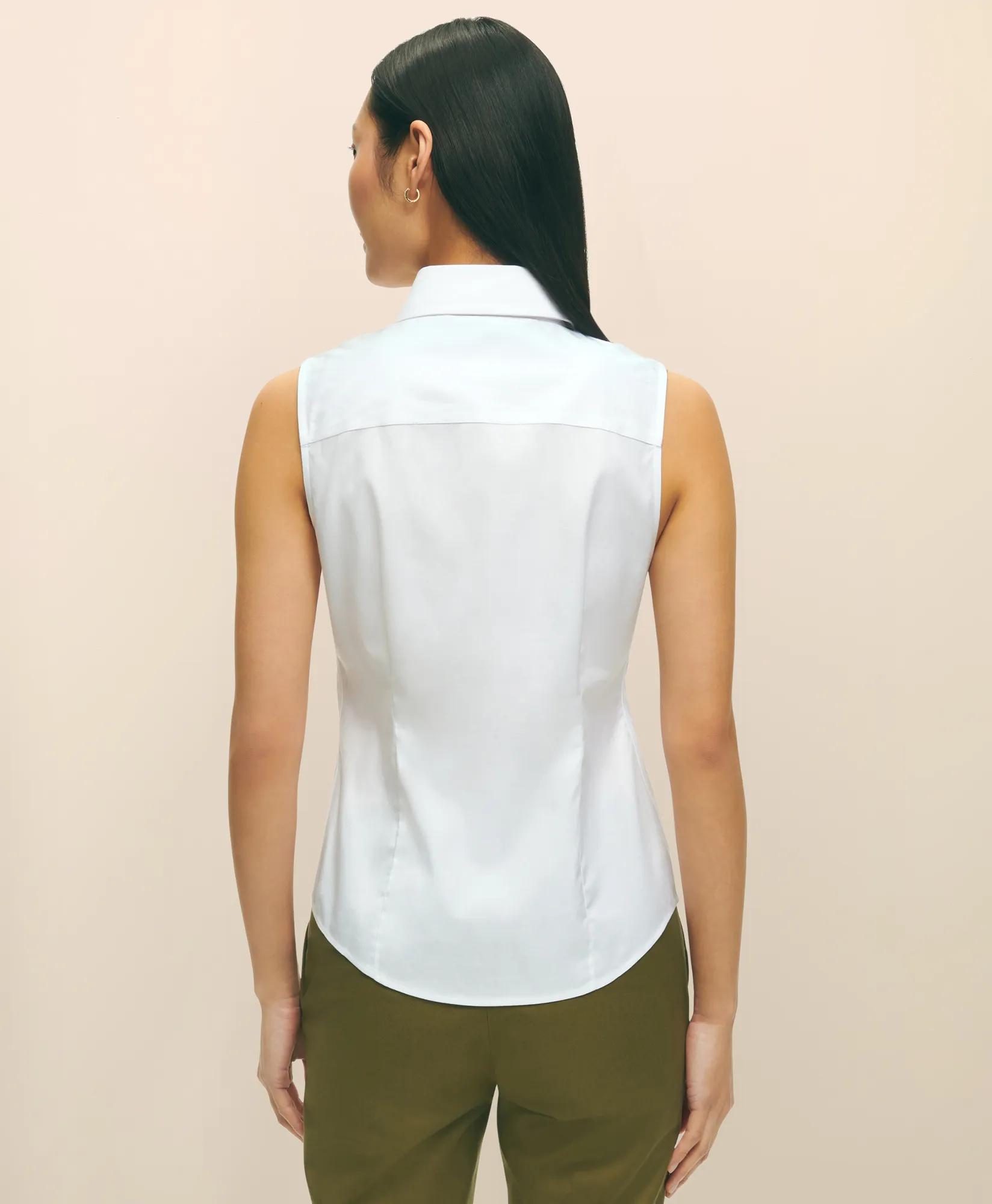 Fitted Non-Iron Stretch Supima Cotton Sleeveless Dress Shirt