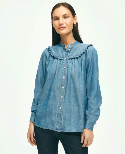 Long Sleeve Chambray Blouse
