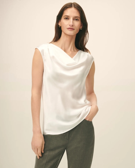 Cowl Neck Blouse in Washable Silk Charmeuse