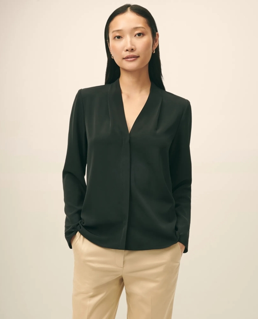 Concealed-Placket Blouse in Crepe