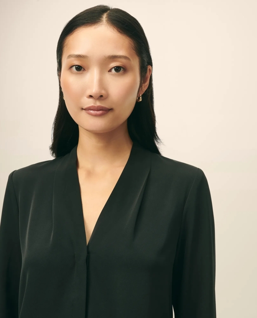 Concealed-Placket Blouse in Crepe