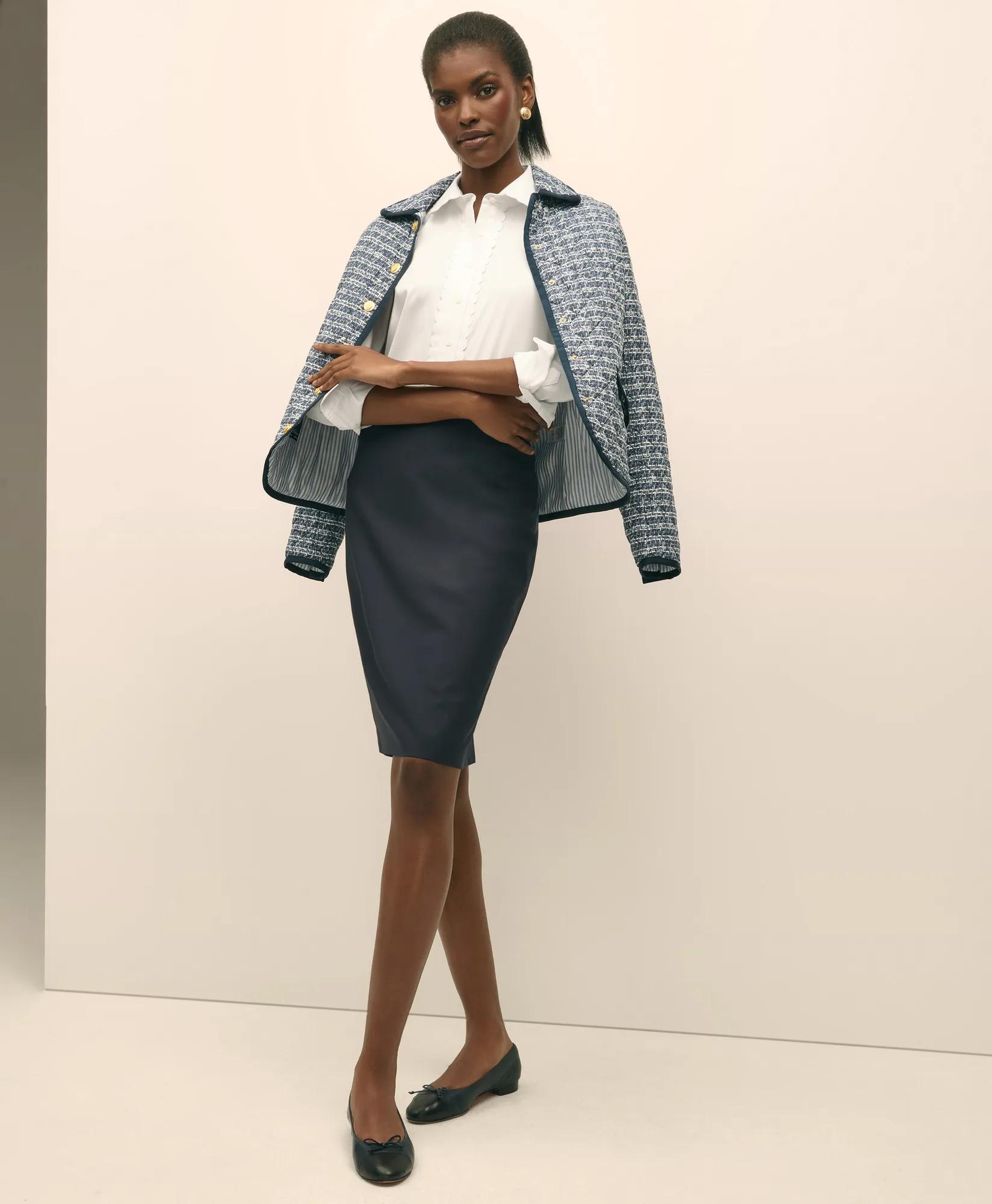Fitted Non-Iron Supima Cotton-Blend Scallop Detail Shirt