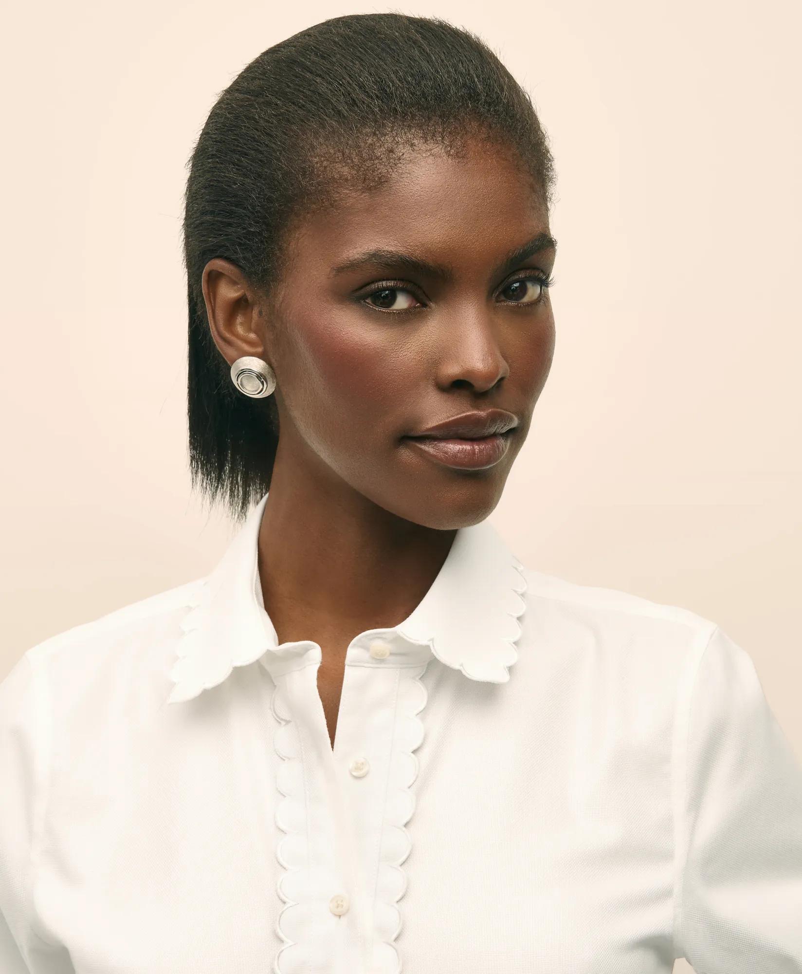 Fitted Non-Iron Supima Cotton-Blend Scallop Detail Shirt