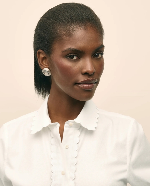 Fitted Non-Iron Supima Cotton-Blend Scallop Detail Shirt