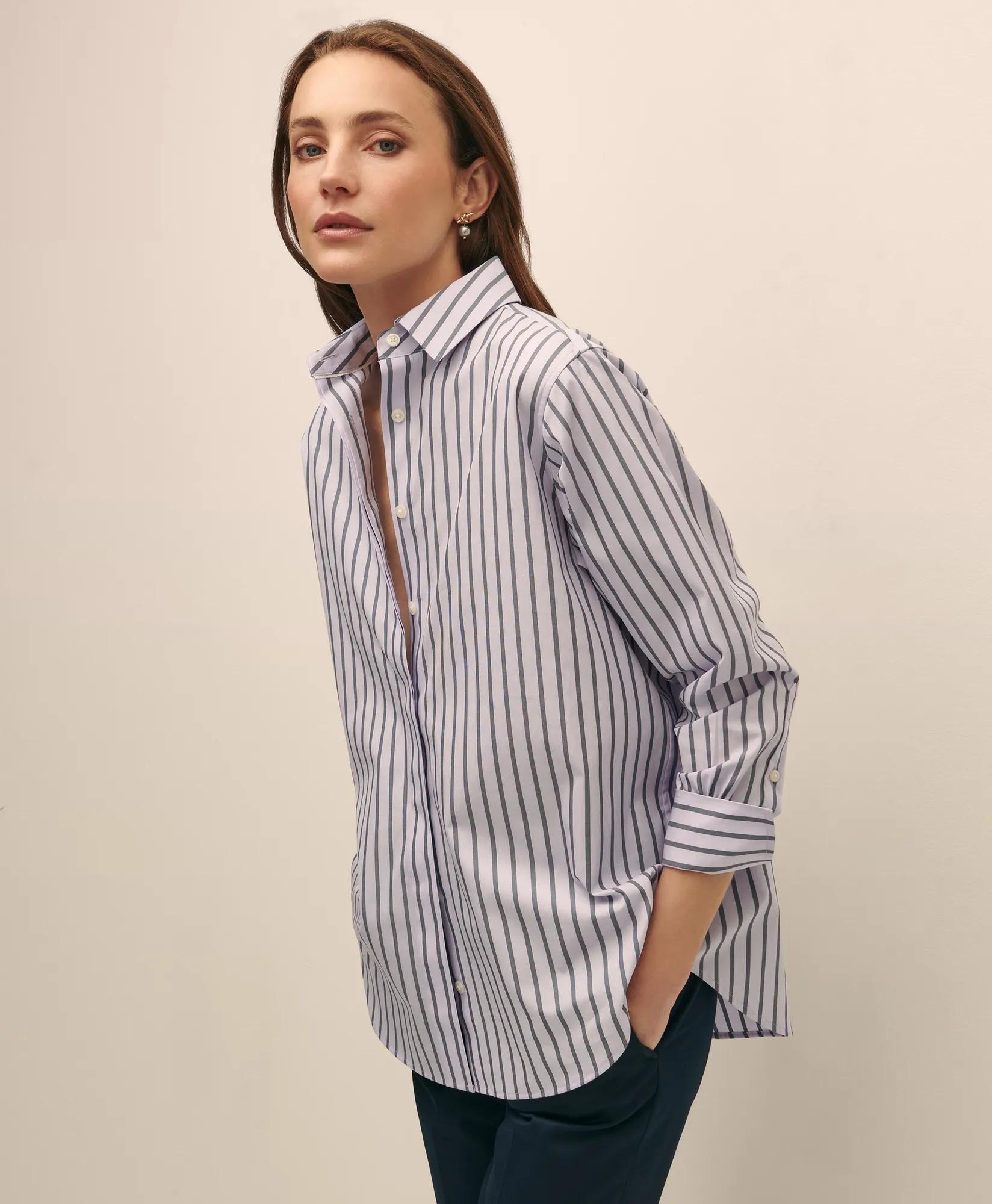 Relaxed Supima Cotton Sateen Striped Shirt