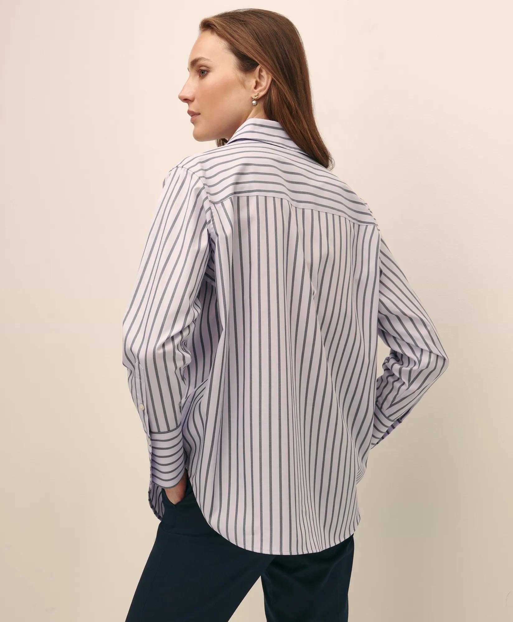 Relaxed Supima Cotton Sateen Striped Shirt
