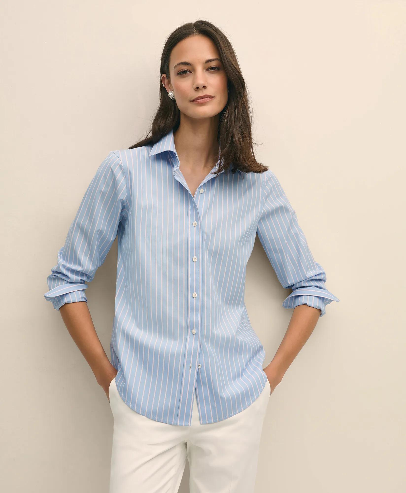 Classic Fit Non-Iron Supima Cotton-Blend Striped Shirt