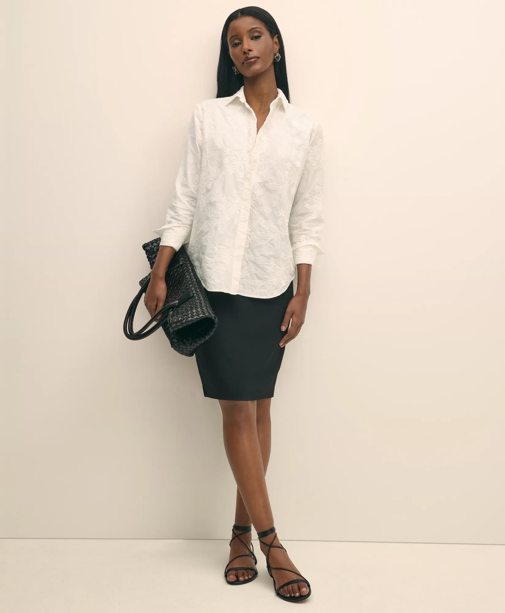 Relaxed Fit Cotton Voile Embroidered Shirt