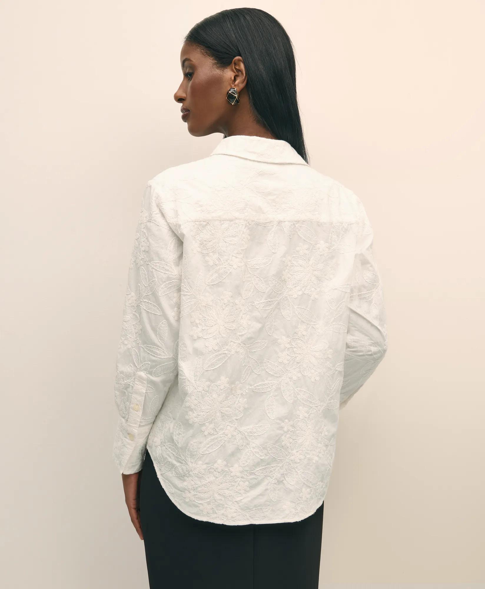 Relaxed Fit Cotton Voile Embroidered Shirt