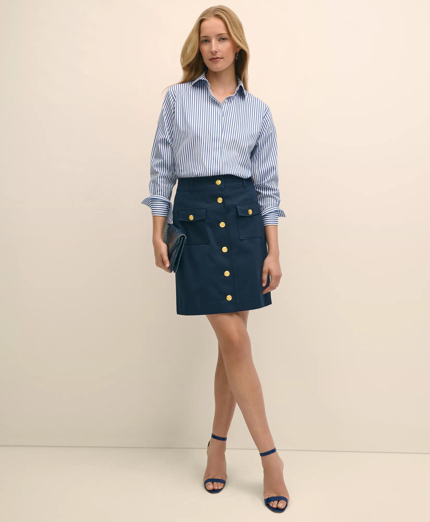 Relaxed Supima Cotton Sateen Striped Shirt