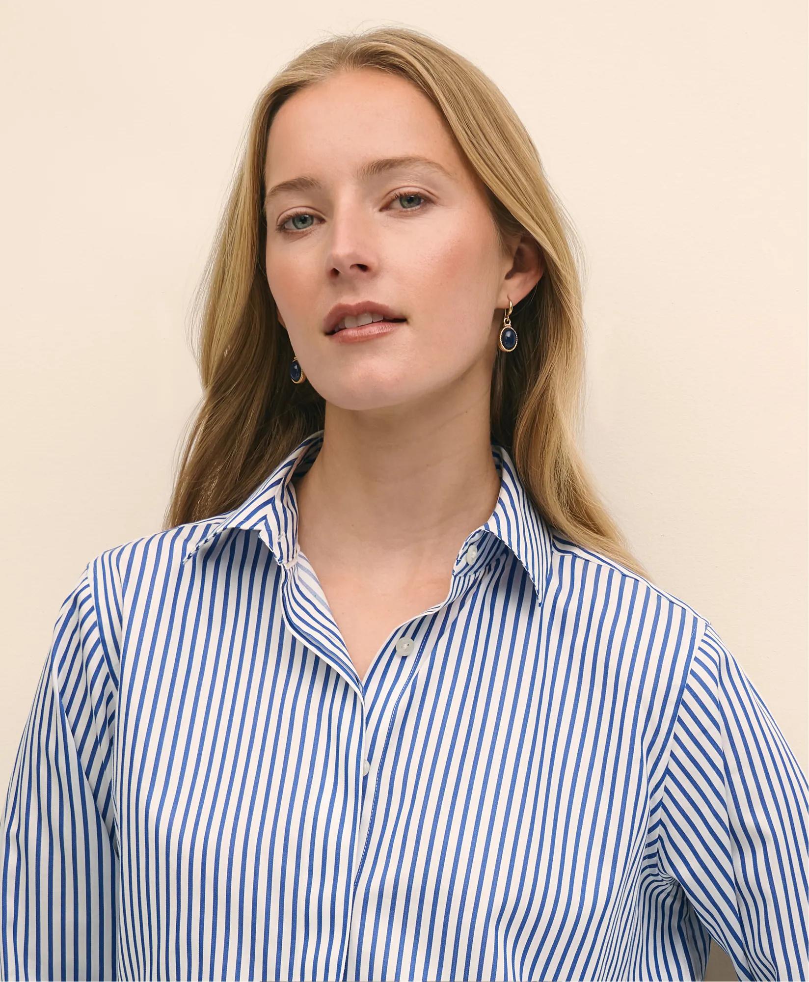 Relaxed Supima Cotton Sateen Striped Shirt